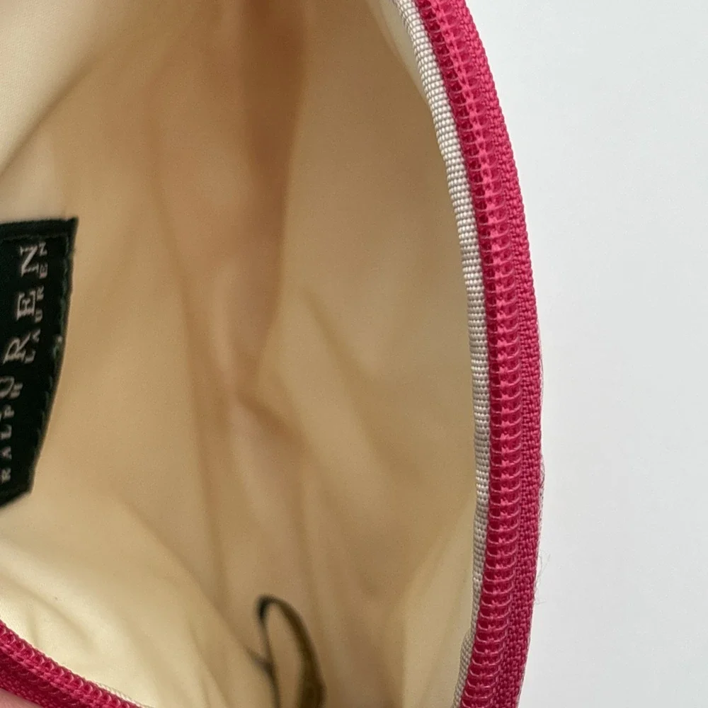 Lauren Ralph Lauren LRL Cosmetic Makeup Bags Pink &‎ Red Zipper Pouch Lot Of 2